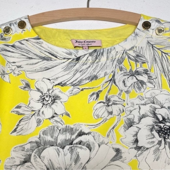 Juicy Couture floral shift dress relaxed stretch lined yellow and white - Picture 10 of 11